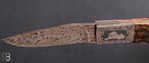  Couteau Nordique Custom pliant de Jukka Hankala - Mammouth damas