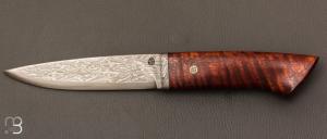 Couteau Droit par Jean Paul Sire - Bois de fer et Damas multi-barreaux