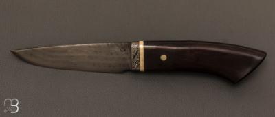    Couteau Droit de collection par Jean Paul Sire - Ébène du Mozambique et Damas multi-barreaux