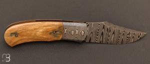 Couteau "  Fenix " custom pliant par Milan Mozolic - Ivoire de  mammouth et damas
