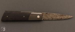 Couteau " Gentleman  " custom de Stéphane Sagric - Fatcarbon® Sidecut et lame damas plume de Tim Bernard