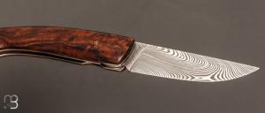Couteau "Globetrotter" custom par Manu Laplace - Atelier 1515 - Bois de fer et Damas
