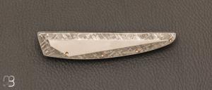    Couteau " HBP80 " de poche custom par Des Horn - Météorite Gibéon et Damasteel