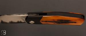  Couteau  "  Liner-Lock " custom par Guy Poggetti - Jigged bone et lame en Sandinox