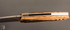 Couteau " Kashmir " custom de Michel Grini - Bois de cerf et lame en 26c3