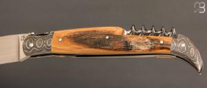 Couteau " Laguiole 12CM 3 pièces  " custom de Jérôme Bellon - Ivoire de mammouth / damas et RWL34