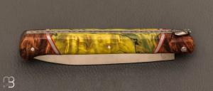   Couteau Laguiole droit 13 cm par Laguiole en Aubrac - Loupe d'Aulne et peuplier vert