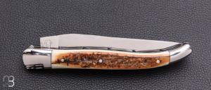      Couteau Laguiole en Aubrac - Ivoire de mammouth - doubles platines