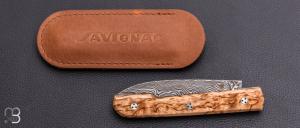  Couteau " Le Capi " par la Coutellerie Savignac - Bouleau et lame en damasteel