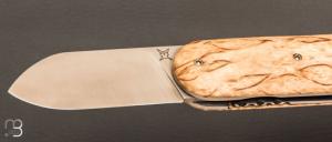 Couteau " Le Cerbère® " pliant par l'Atelier Les 2 Diables - Bouleau madré et 14c28N