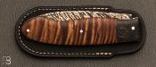 Couteau "  Legros  " fibre de carbone et Koa - Lame damas de Philippe Ricard par Maxime Rossignol - La Forge de Max