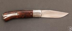 Couteau " Liner-lock custom " bois de fer et RWL-34 par David Brenière