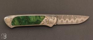 Couteau " Lock-back " interframe folder Jade et damas par Aad Van Ryswyk