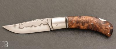 Couteau " Lock-Back " par Grégory Picard - loupe de chêne et C105