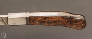 Couteau " Lock-Back " par Grégory Picard - loupe de chêne et C105