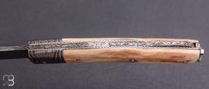   Couteau "Lock-back" custom de Jean Pierre Veysseyre - Ivoire de mammouth et damas