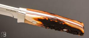  Couteau " Loveless Medium Pro hunter Knife Design " par Shaun Bruwer - Amber Stag
