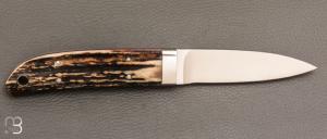   Couteau " Loveless Stiffhorn " par Shaun Bruwer - Amber Stag et ATS-34