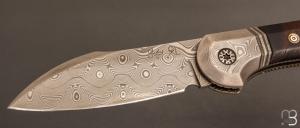    Couteau " Magna " pliant de Gudy van Poppel - Bois de fer et lame damas