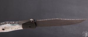 Couteau "Navaja" à palanquille de Pierre Thomas - Atelier Odae - Nacre blanche et N690