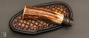 Couteau " Opinel N°09 " custom bois de cerf par Laurent Gaillard