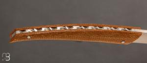    Couteau " L'Orque Lévitas " pliant par l'Atelier Les 2 Diables - Micarta jute moutarde et 14c28n
