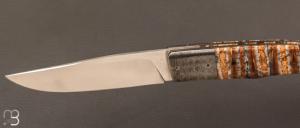   Couteau " P45 " de collection par Philippe Ricard - Molaire de mammouth / Damas et N690