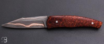  Couteau " Pièce unique " par Alain & Joris Chomilier - Damas carbone de Baker Forge et loupe d'amboine
