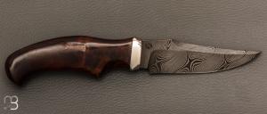   Couteau " Pièce unique " fixe de Samuel Lurquin - Damas et ironwood