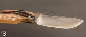 Couteau de poche Piémontais par Mickael Moing - Corne de bélier et 100c6