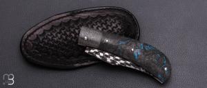     Couteau " Pilon "  custom de Anthony Brochier - Fatcarbon et damas torsadé mosaïque