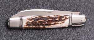 Couteau " Rumilly " par Romain Alvarez - Bois de cerf et lame en RWL34