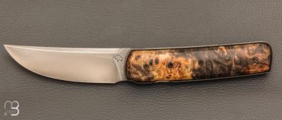    Couteau " Sanjo " custom par Guy Poggetti - Loupe de marronnier et Elmax