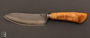 Couteau " Skinner " droit en Loupe d'acacia par Christophe Andrian