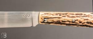   Couteau " Slipjoint " de Jacky Pasquier - Bois de cerf et lame en 14c28