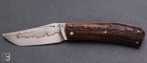      Couteau " Slipjoint " custom par Guy Poggetti - Bois de cerf et lame en C130