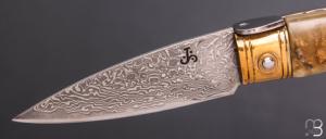   Couteau " Solsonesa" par Javier Sanchez - Corne de bélier et lame en Damasteel