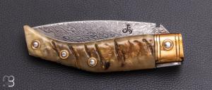   Couteau " Solsonesa" par Javier Sanchez - Corne de bélier et lame en Damasteel