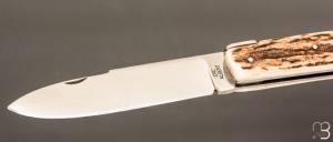   Couteau " Style Pradel " par Eric Albert - Bois de cerf et lame D2