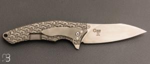   Couteau " Turbulence " custom par Tim Galyean - Titane et lame en CPM154