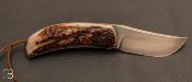 Couteau " Umigna " custom bois de cerf et acier 115w8 par Guy Poggetti