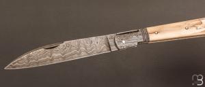    Couteau " Vendetta " custom de Jérôme Bellon - Ivoire de mammouth et lame damas