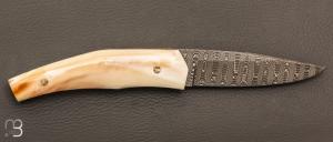   Couteau " custom " de Alain & Joris Chomilier - Ivoire de phacochère et damas "spirographe" de Vegas Forge