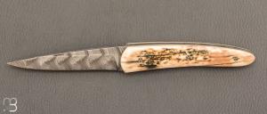 Couteau " custom " de Alain & Joris Chomilier - Ivoire de mammouth et Damasteel