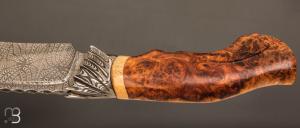    Couteau droit par Nicolas Mestrallet - Lame forgée acier damas et loupe d'amboine