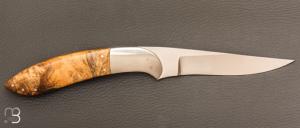   Couteau droit custom de Sam Cox - ATS34 et Loupe d'érable négundo