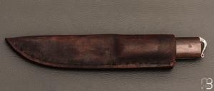  Couteau custom fixe par Roberto Ottonello - Bois de fer et lame en damas inoxydable