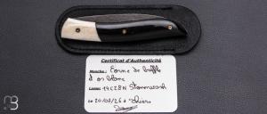 Couteau " le Névé " custom par Tim Bernard - Corne de buffle et os blanc