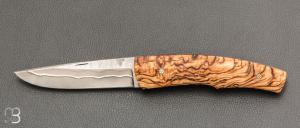    Couteau " liner-lock custom " de Alain & Joris Chomilier - Bouleau de Carélie et damas Mattias Styrefors