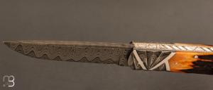   Couteau " Custom Lock Back " de Ken Steigerwalt - Damas et Amber stag 